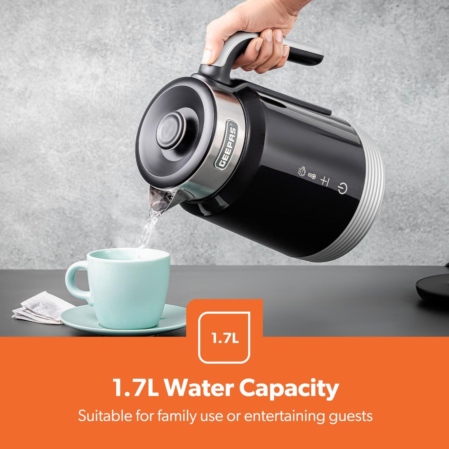 GEEPAS 1.7L Smart Stainless-Steel Digital Kettle Alexa Google Voice 2200W