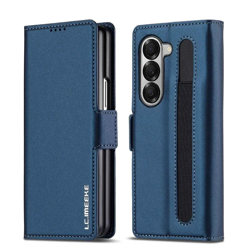 For Samsung Z Fold 7 6 5 4 3 Fold6 Fold5 Fold4 Fold3 5G Business Leather Case with Pen Holder Wallet Cards Slot Flip Phone Cover