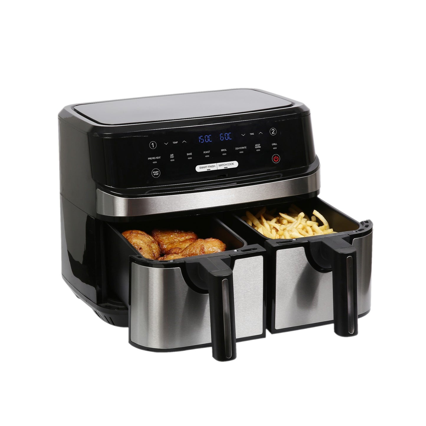 EMtronics EMDAF9LD+ 1750W Digital 9L Double Basket Large Air Fryer with Timer