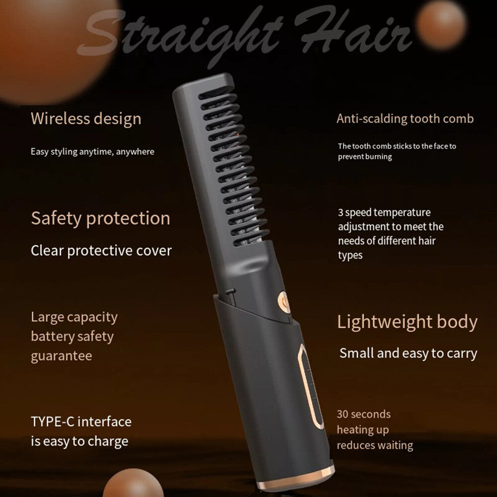 Hair Straightener Brush Anti Scald Hair Cordless Hair Straightener Brush