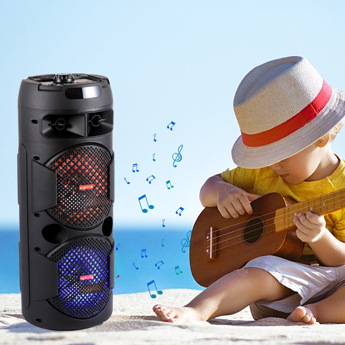 6000W Bluetooth Speaker Portable Dual Sub Woofer Heavy Bass Party DJ System Mic