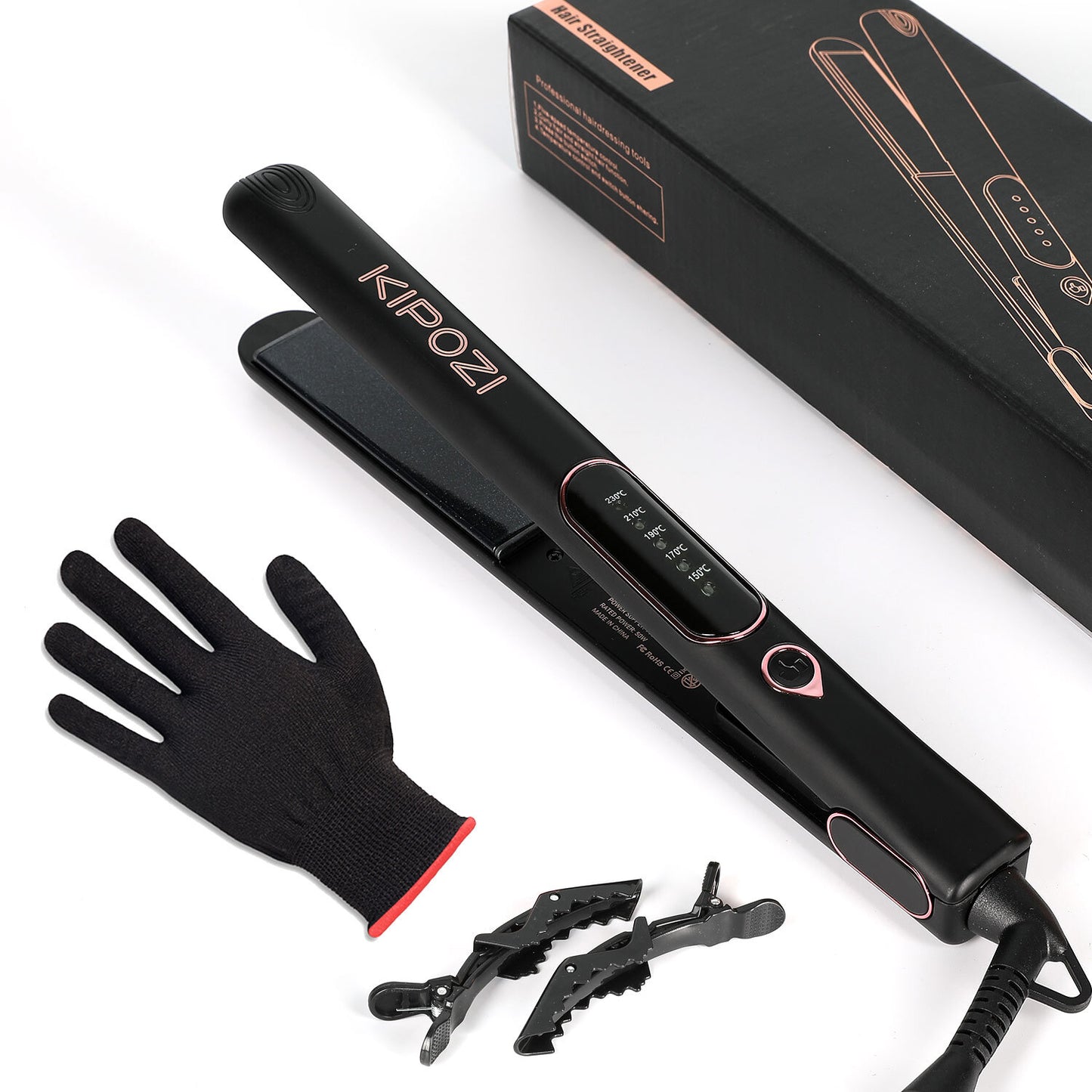 KIPOZI Pro 2 In1 Hair Straighteners Travel 230C Digital Display 30S Instant Heat
