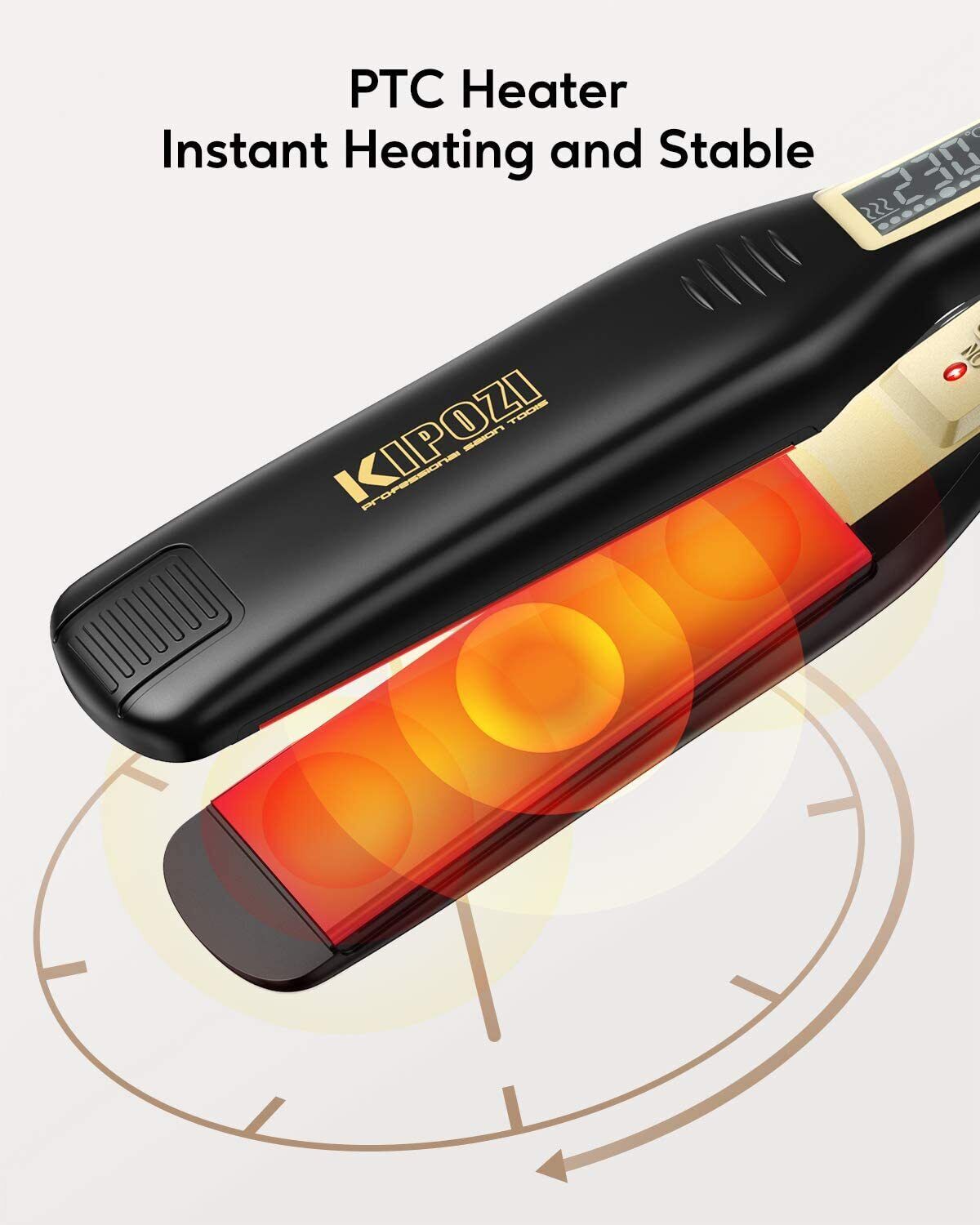 KIPOZI Pro 2 In1 Hair Straighteners Travel 230C Digital Display 30S Instant Heat