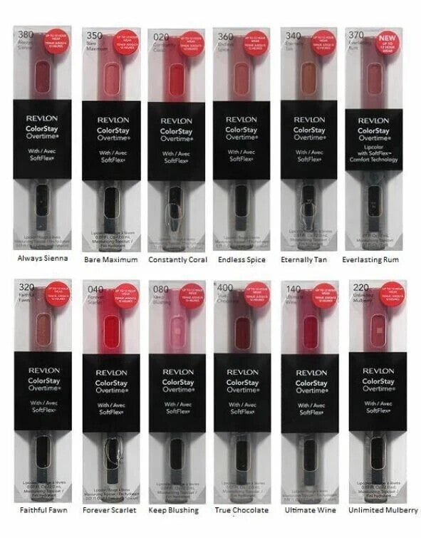 Revlon Lipstick Colorstay Overtime Lip Colour - Choose Your Shade - New - Boxed