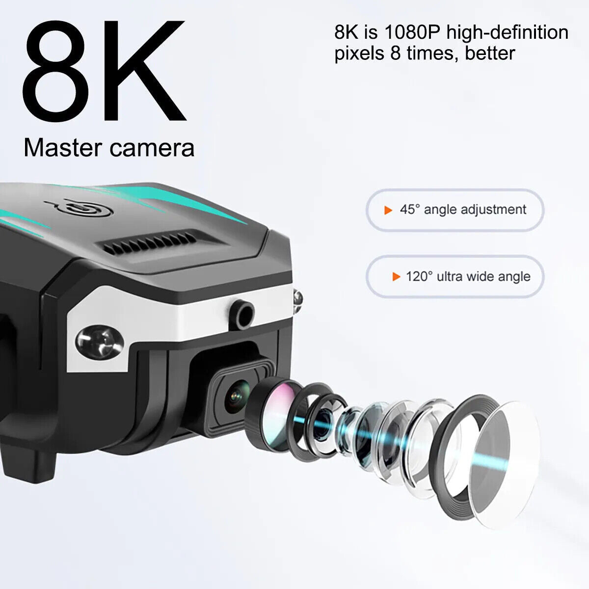 8K HD Drone Dual Camera WIFI FPV GPS Foldable Selfie RC Quadcopter +4 Batteries