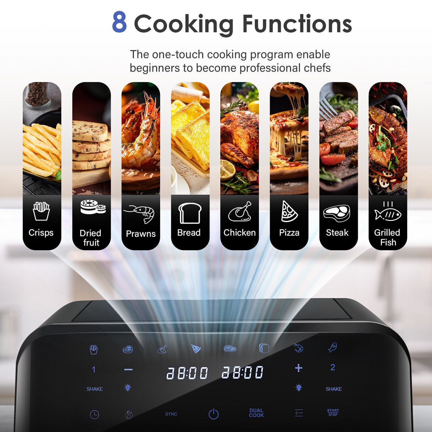 9L Visible XL Dual Baskets Air Fryer Digital 2400W Heathy Cooker Kitchen Ijnjats