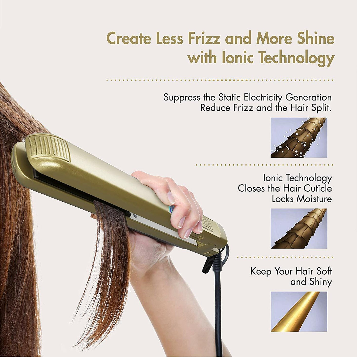 KIPOZI Pro 2 In1 Hair Straighteners Travel 230C Digital Display 30S Instant Heat