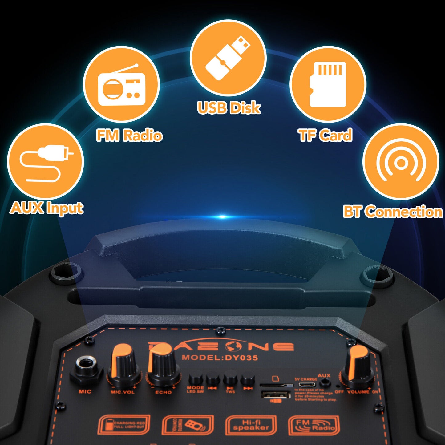 6000W Bluetooth Speaker Portable Dual Sub Woofer Heavy Bass Party DJ System Mic