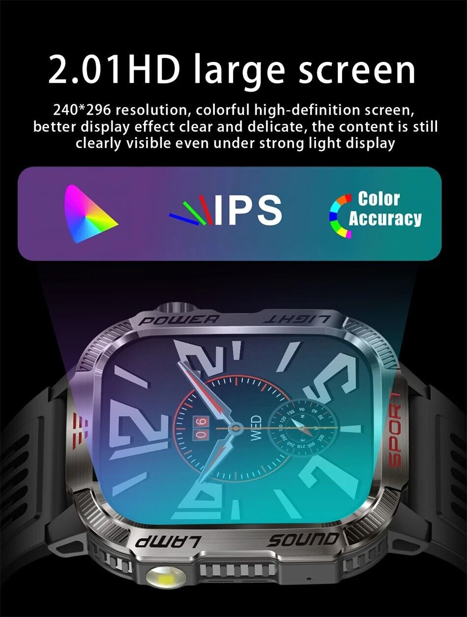 Military Rugged Smart Watch for Men with Bluetooth Call(Answer/Make Call) Gift