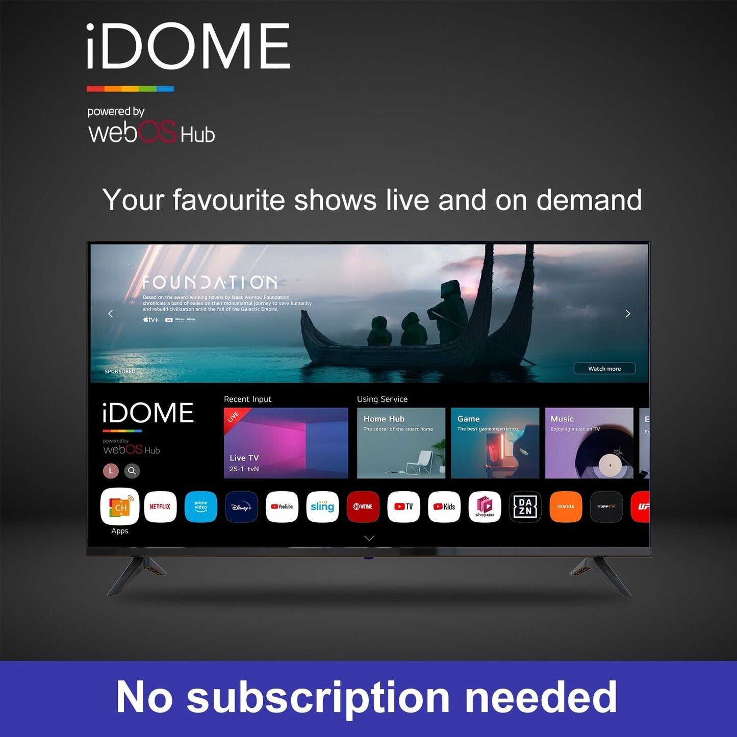 iDOME 32 Inch Smart WebOS TV WiFi Freeview HD Ready Frameless 2HDMI 2USB 220V UK