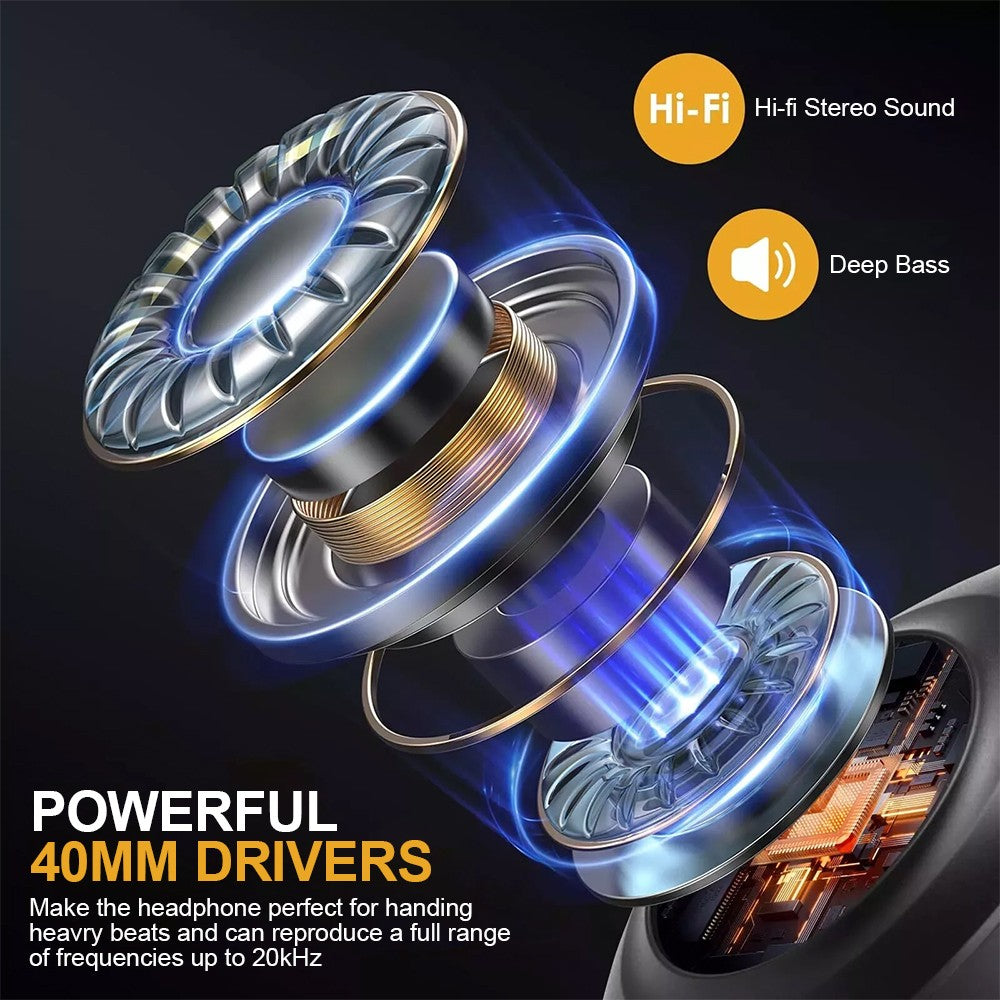 Wireless Bluetooth Headphones with Noise Cancelling Over-Ear Stereo Earphones UK