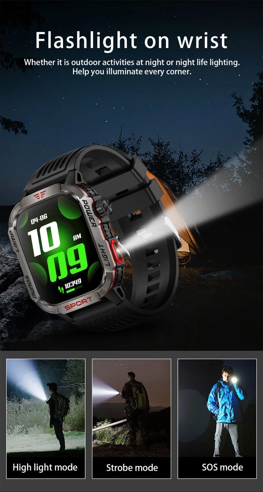 Military Rugged Smart Watch for Men with Bluetooth Call(Answer/Make Call) Gift