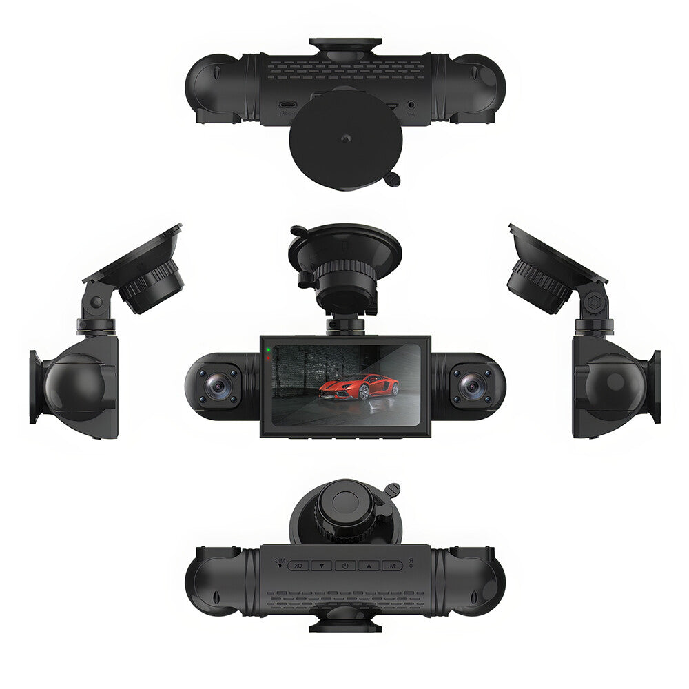 1080P Car Dash Camera +64GB Card Front Rear Driving Recorder 4 Channel G-Sensor