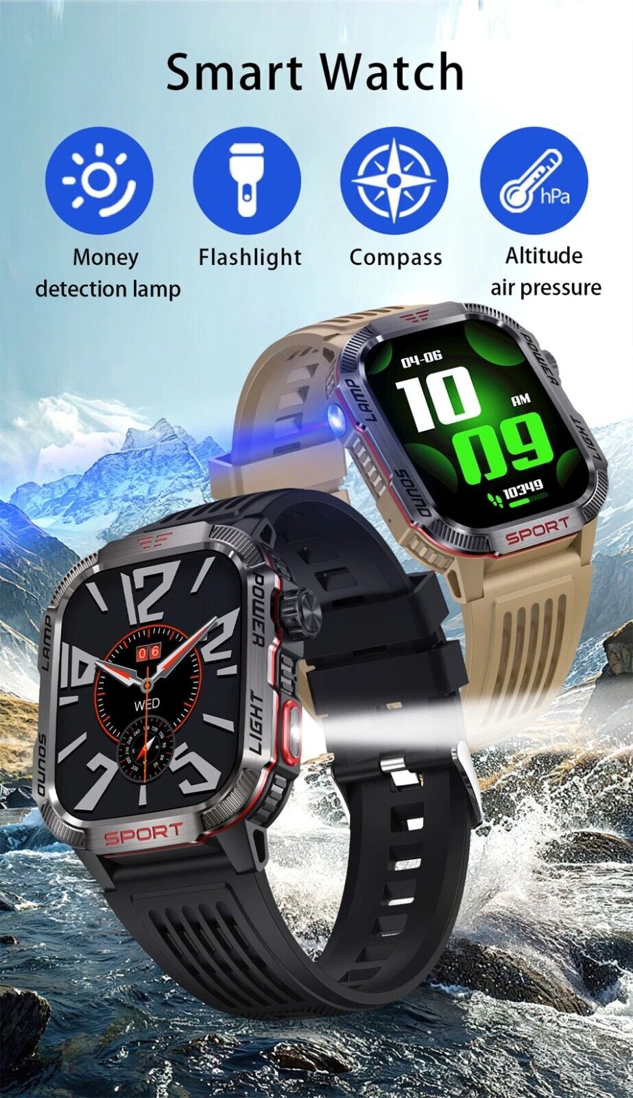 Military Rugged Smart Watch for Men with Bluetooth Call(Answer/Make Call) Gift