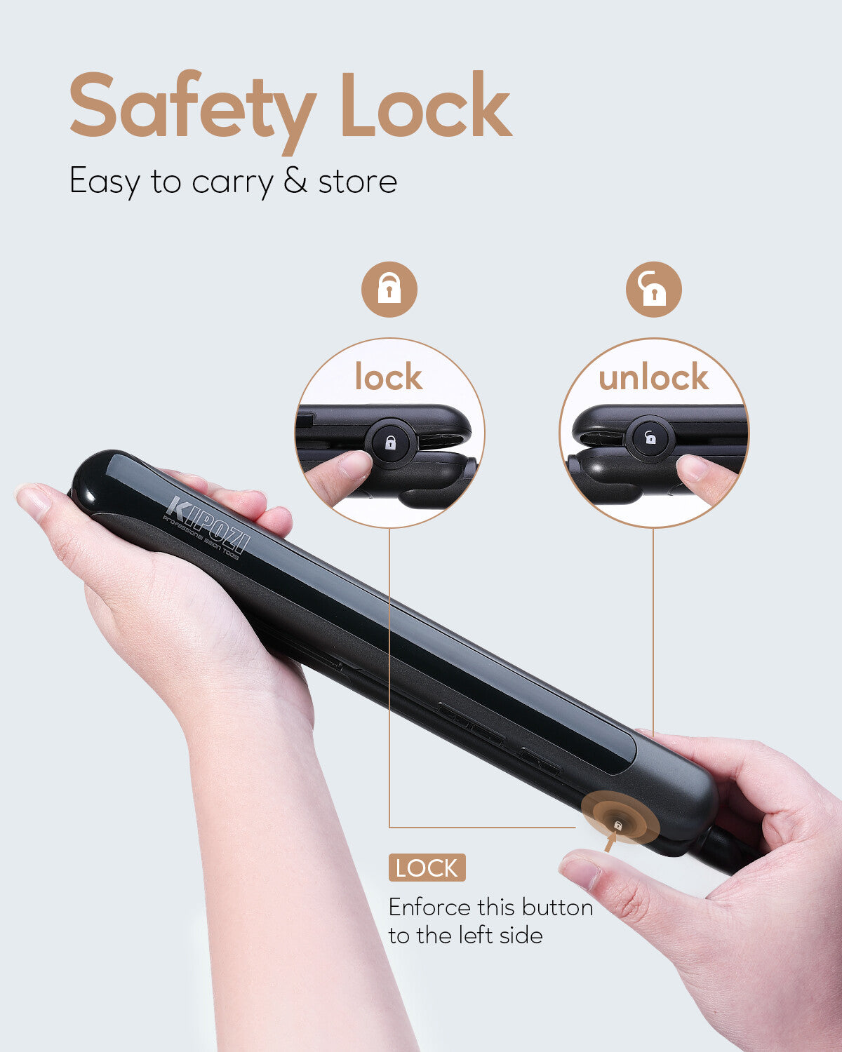 KIPOZI Pro 2 In1 Hair Straighteners Travel 230C Digital Display 30S Instant Heat