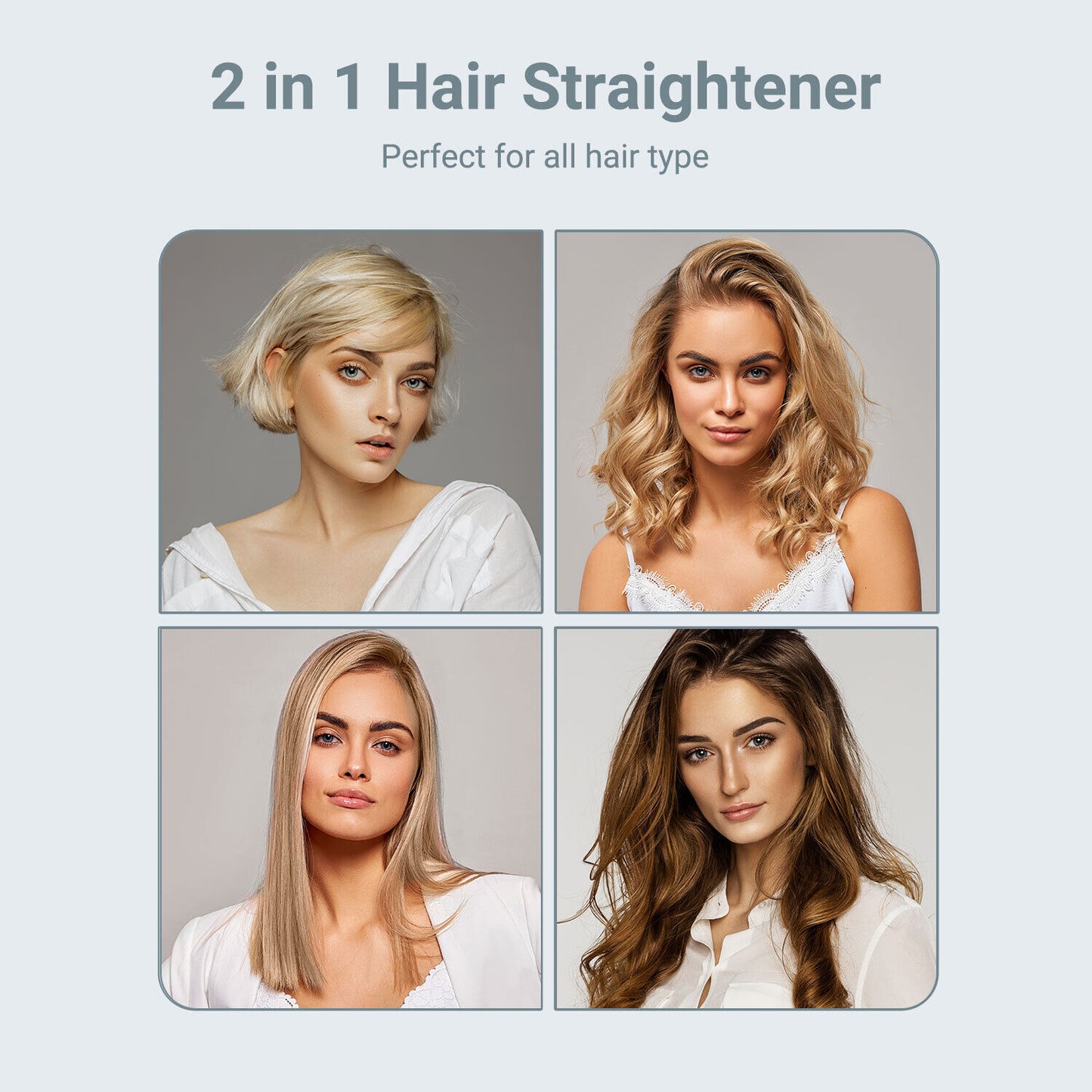 KIPOZI Pro 2 In1 Hair Straighteners Travel 230C Digital Display 30S Instant Heat