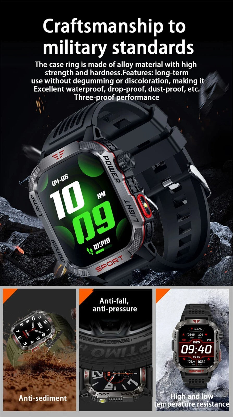 Military Rugged Smart Watch for Men with Bluetooth Call(Answer/Make Call) Gift