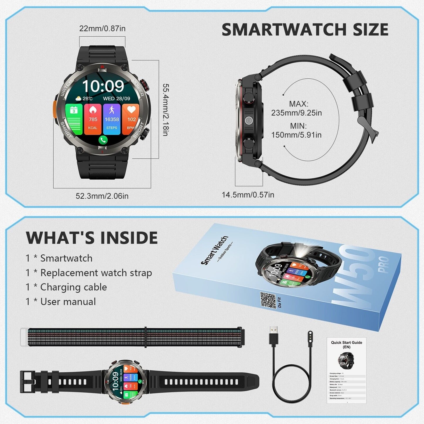 Military Rugged Smart Watch for Men with Bluetooth Call(Answer/Make Call) Gift