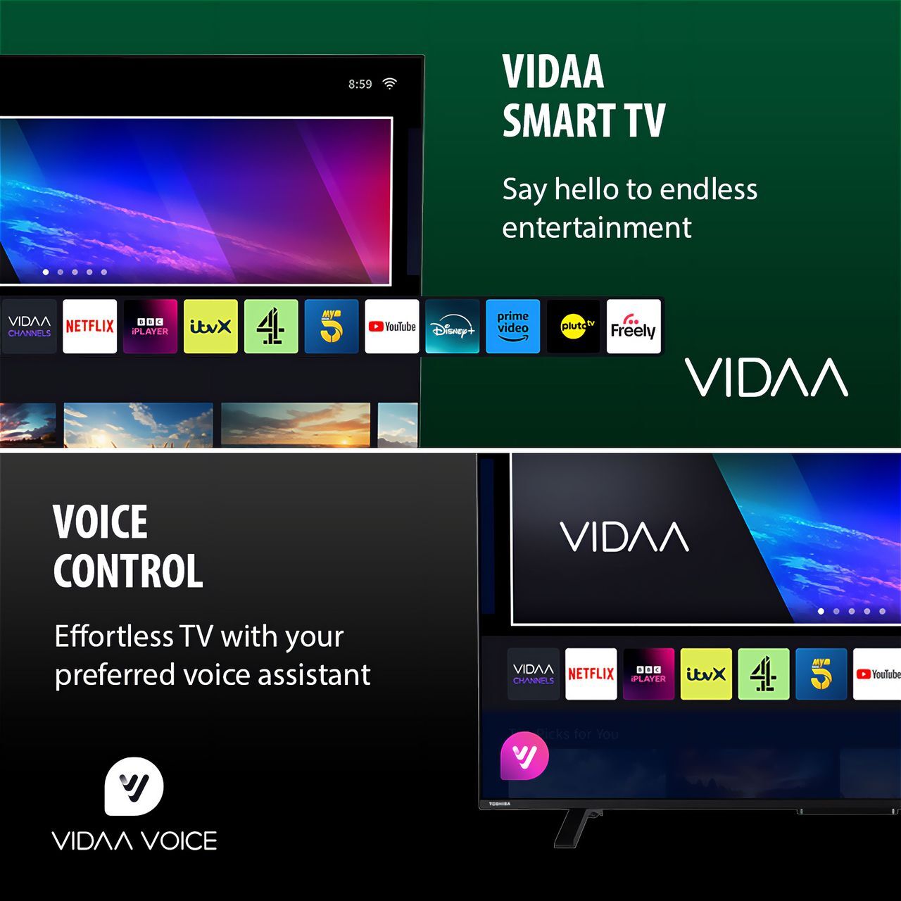 Toshiba 50UV2F53DBU 50 Inch LED 4K Ultra HD Smart TV Bluetooth WiFi