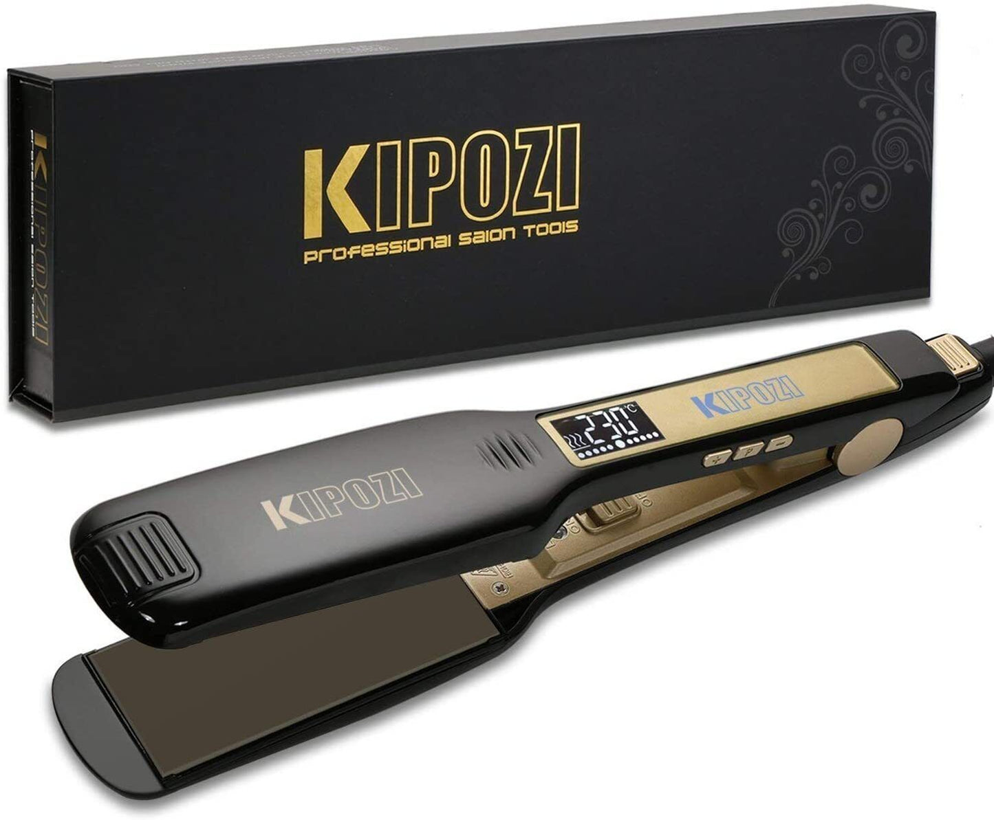 KIPOZI Pro 2 In1 Hair Straighteners Travel 230C Digital Display 30S Instant Heat