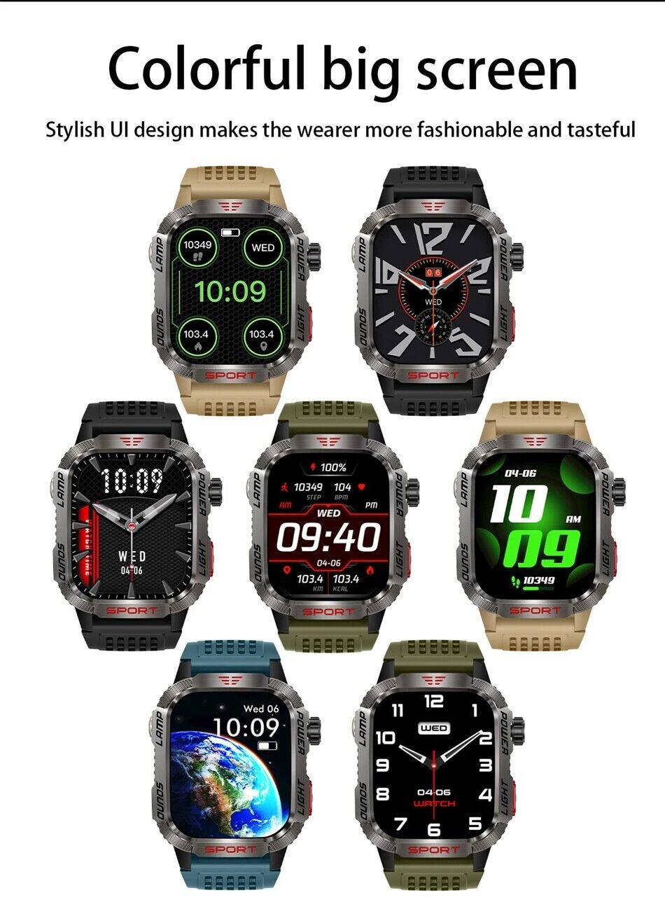 Military Rugged Smart Watch for Men with Bluetooth Call(Answer/Make Call) Gift