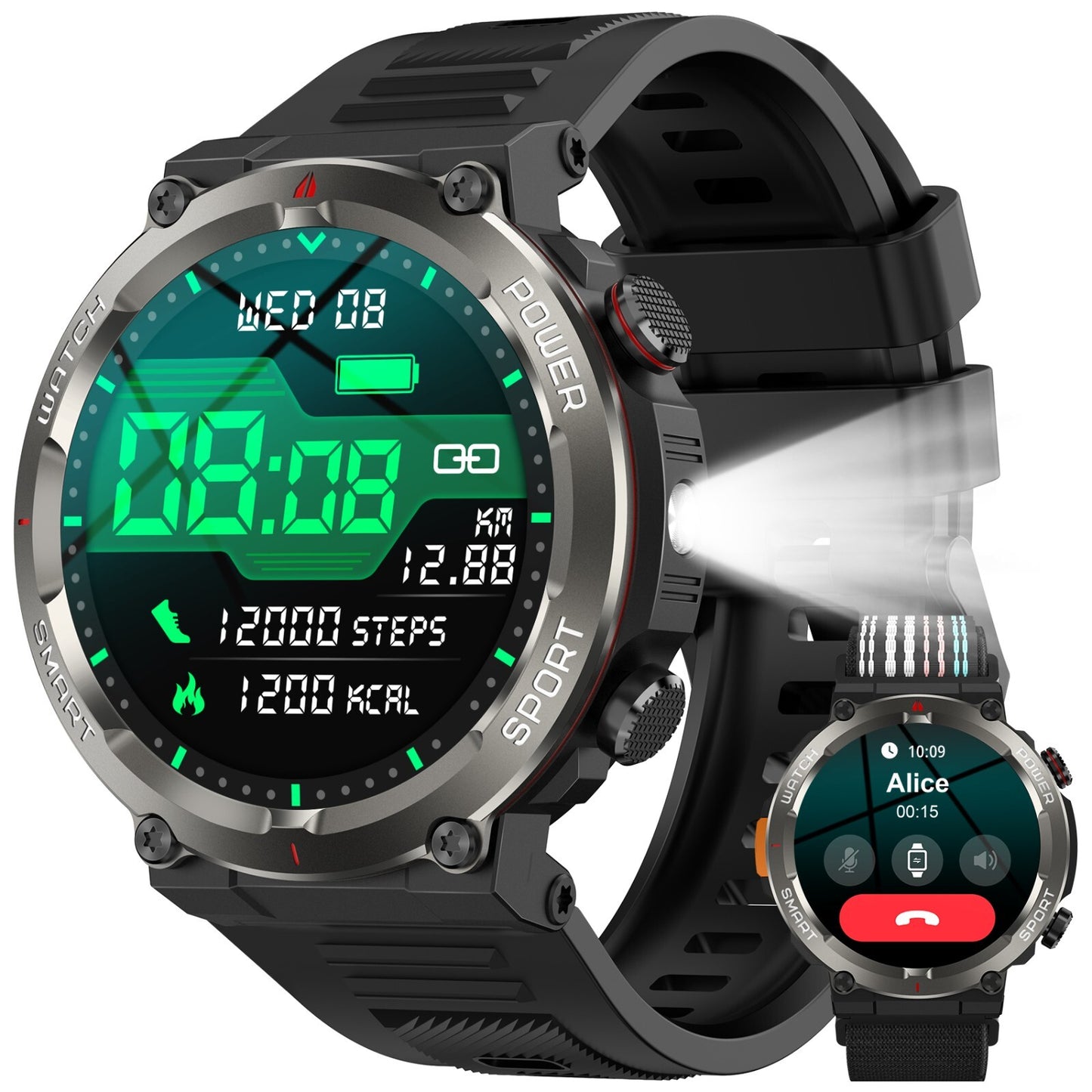 Military Rugged Smart Watch for Men with Bluetooth Call(Answer/Make Call) Gift