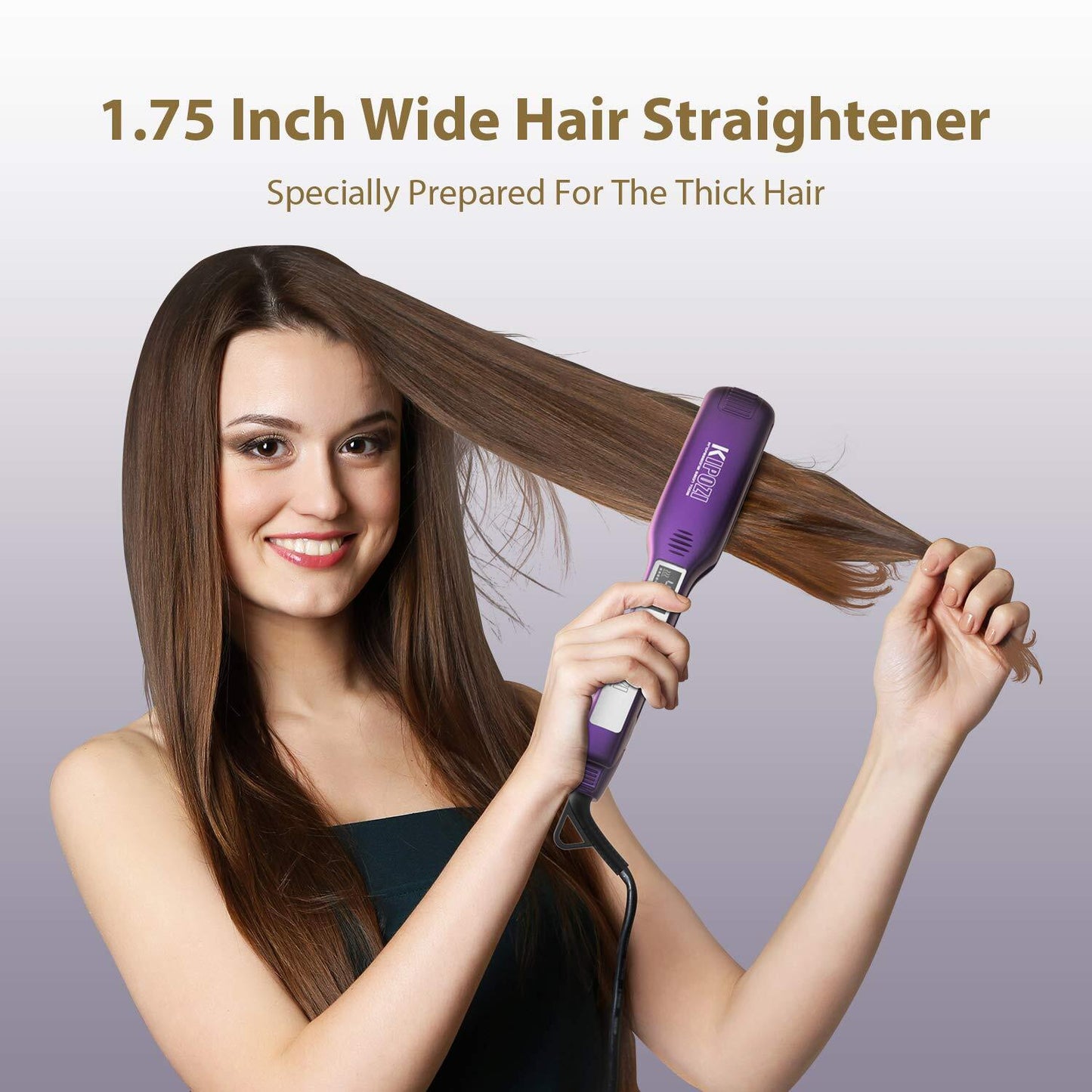 KIPOZI Pro 2 In1 Hair Straighteners Travel 230C Digital Display 30S Instant Heat