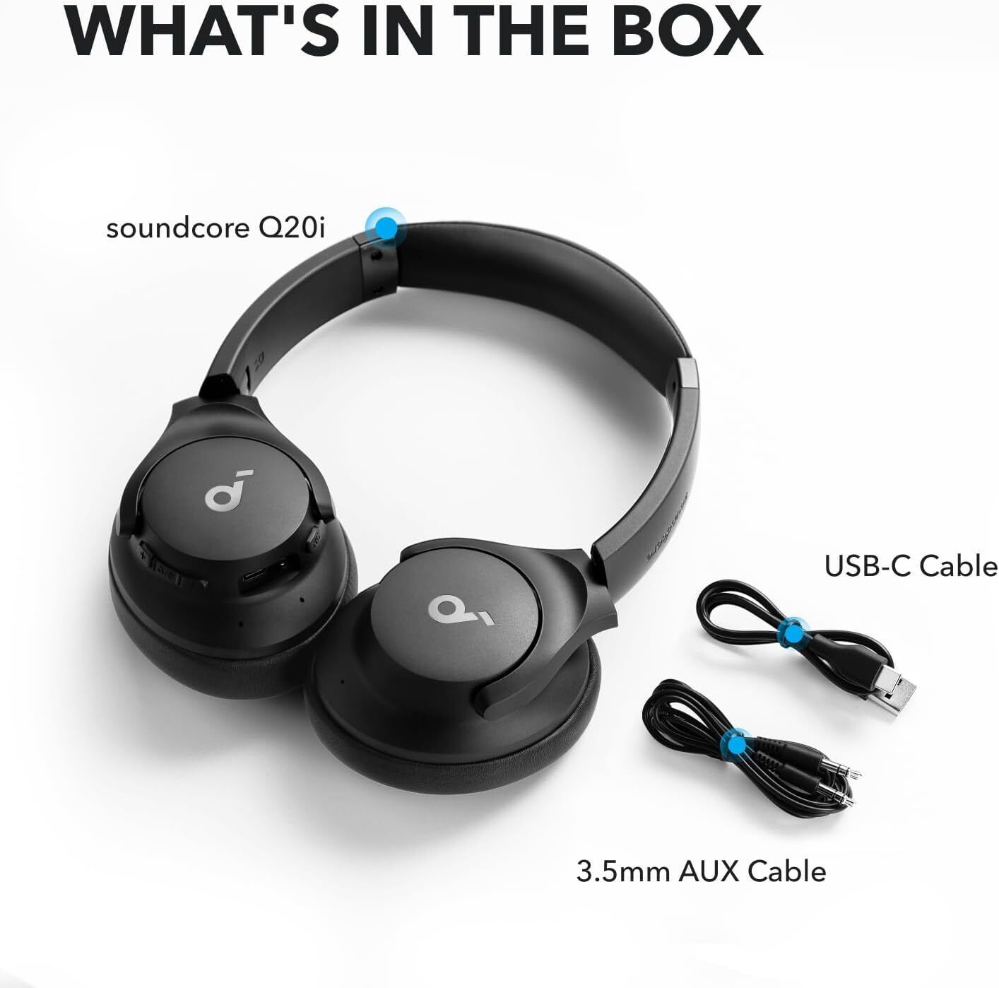 soundcore by Anker Q20i Hybrid Active Noise Cancelling Headphones Large Bass App