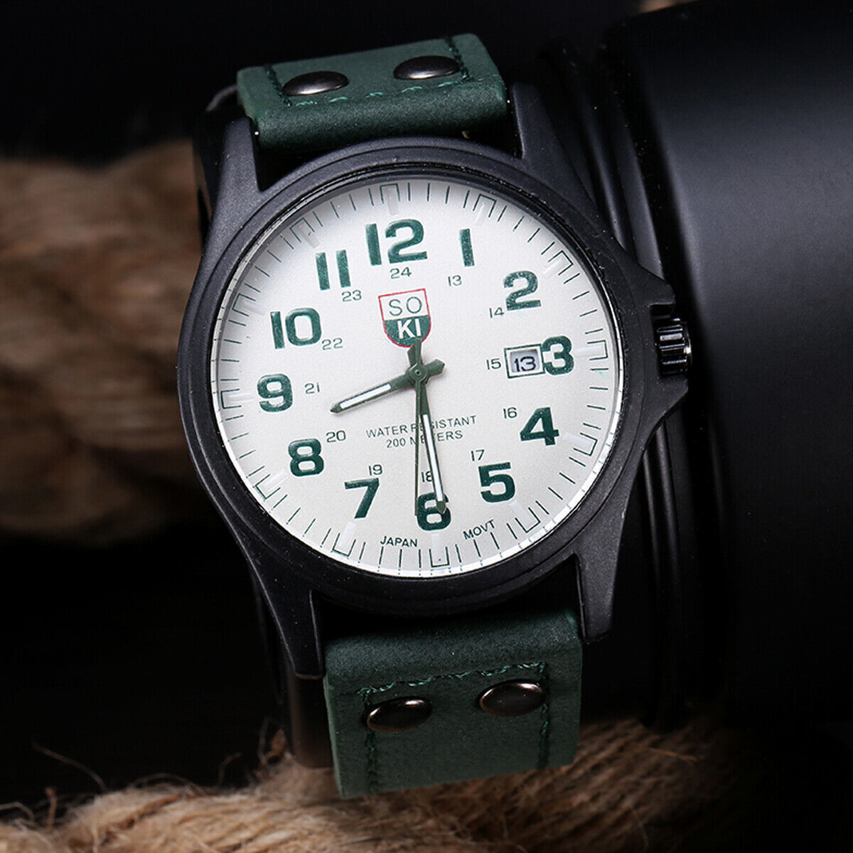 Men’s Military Leather Date Quartz Analog Army Casual Dress Wrist Watches UK
