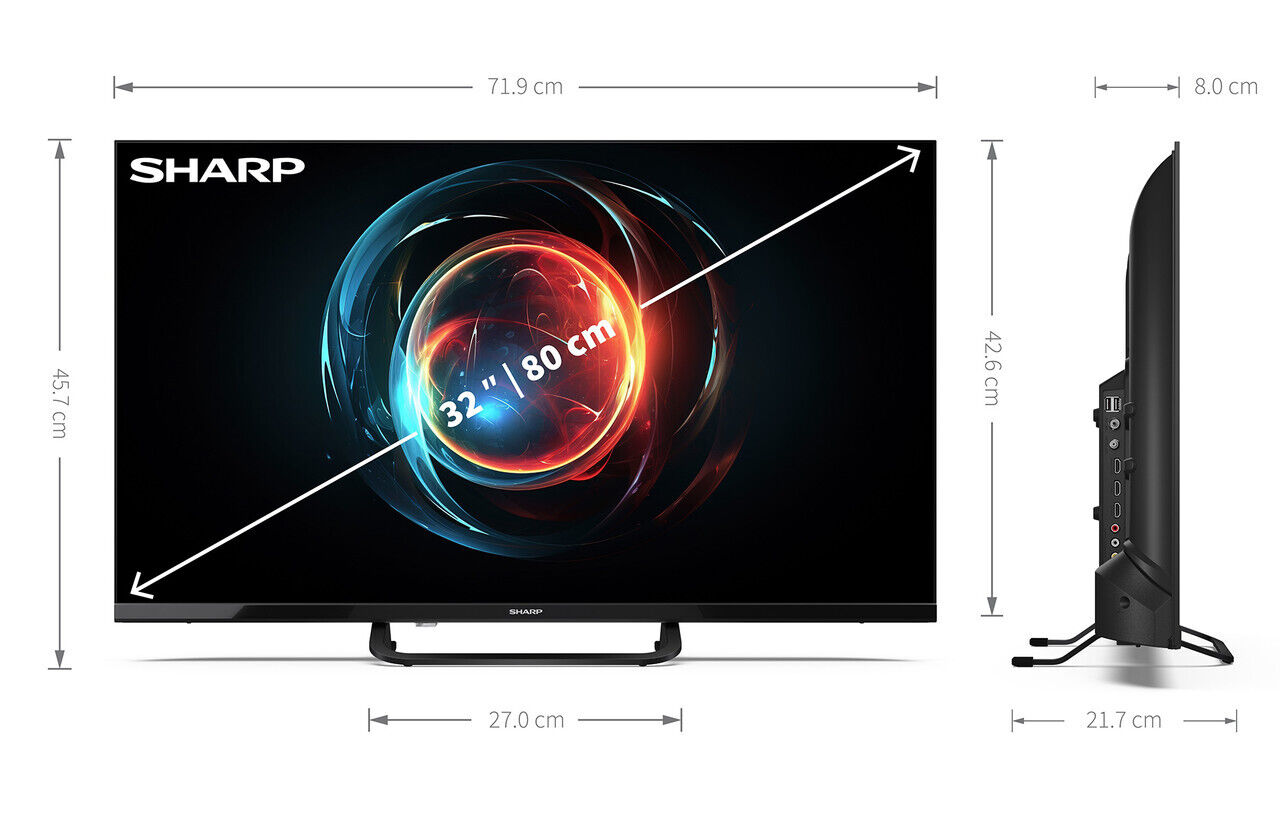 Sharp 32FH8KA 32″ Full HD Android TV w/ Harman‑Kardon Sound, Google Assistant