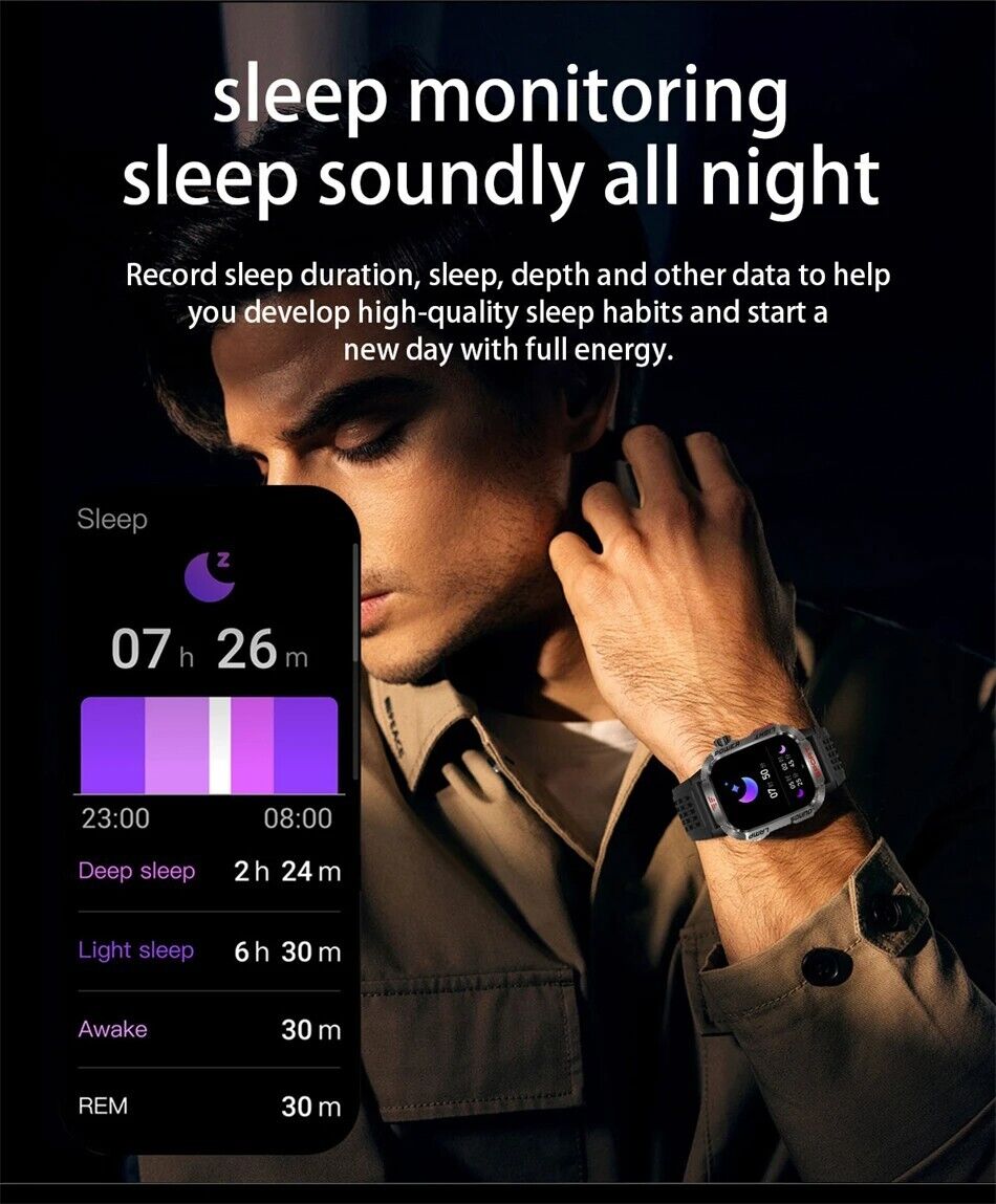 Military Rugged Smart Watch for Men with Bluetooth Call(Answer/Make Call) Gift