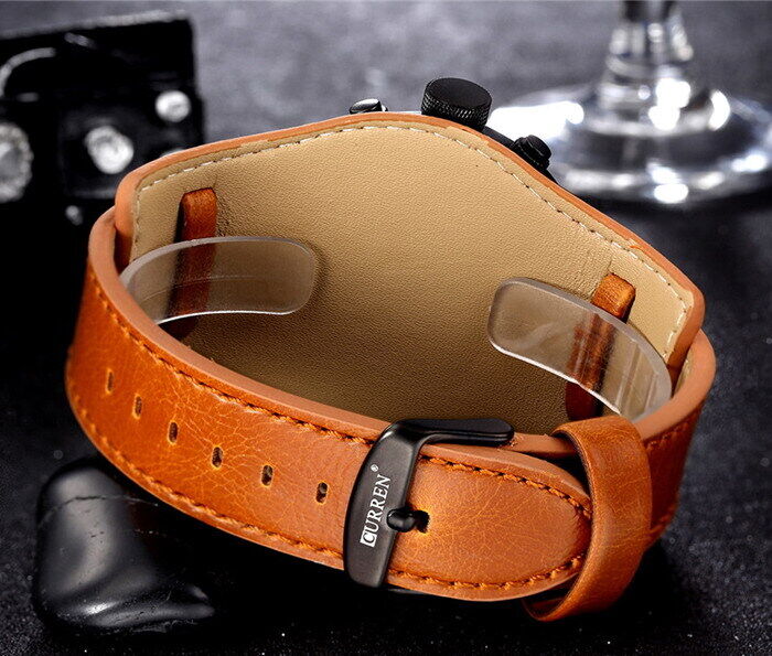Fashion Mens Quartz Date Leater Strap Waterproof Army Military Men Sports Watch