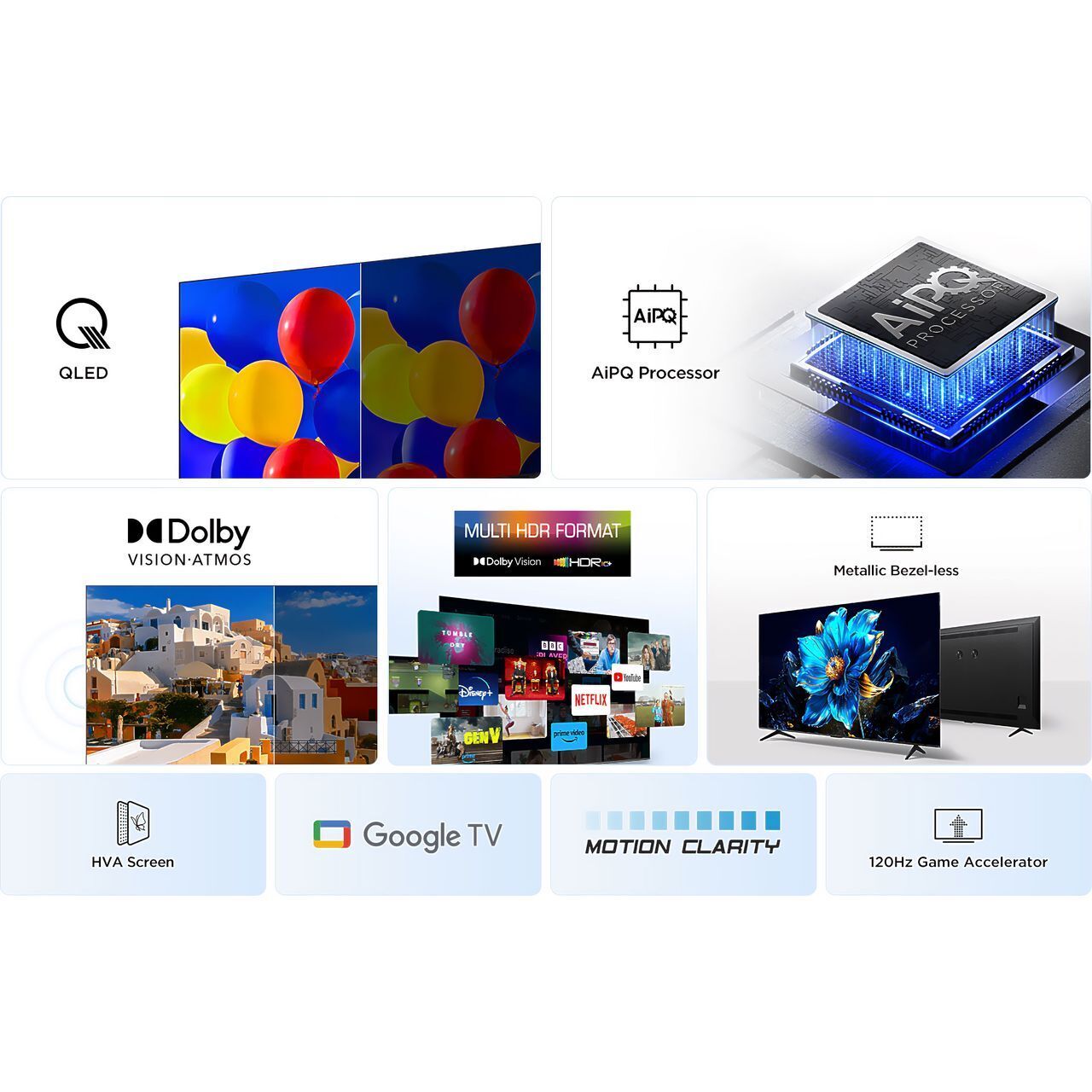 TCL 43P7K-UK 43 Inch QLED 4K Ultra HD Smart TV Bluetooth WiFi
