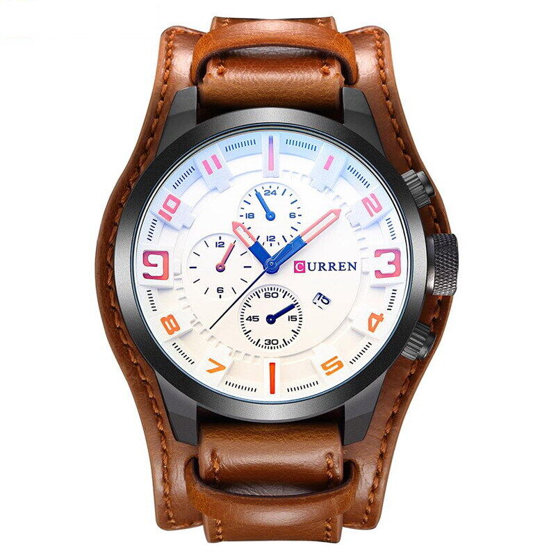 Fashion Mens Quartz Date Leater Strap Waterproof Army Military Men Sports Watch