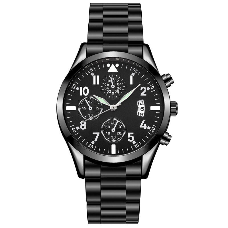 Luminous Calendar Metal Strap Men's Analog Quartz Formal Casual Wrist Watch Gift