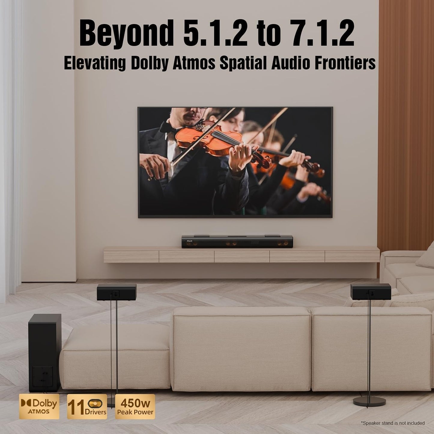 Hiwill 5.1.2CH Dolby Atmos Soundbar, Home Theater Surround Sound System.