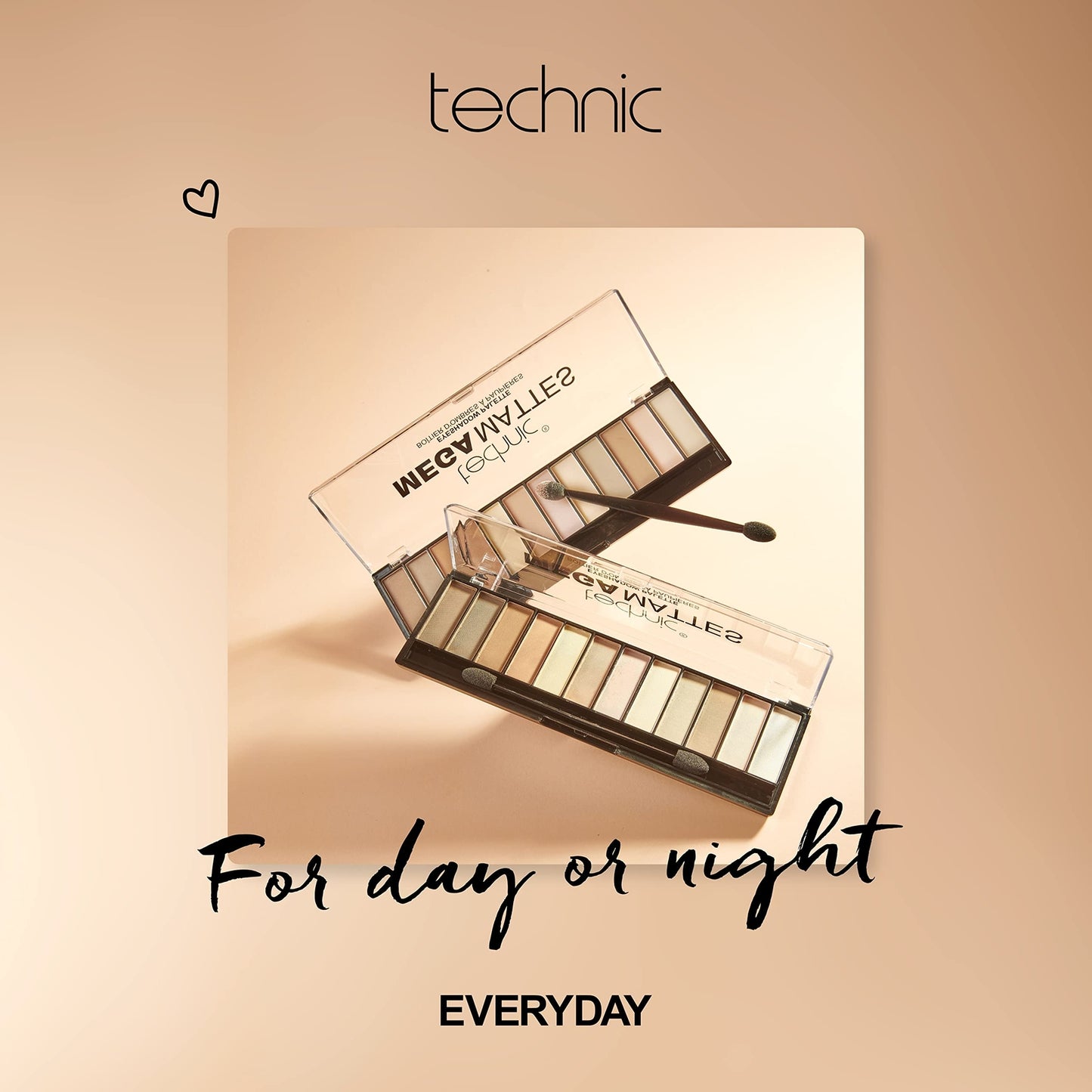 Technic Mega Mattes Nude Eyeshadow Palette - 12 Pigmented, Professional, Long