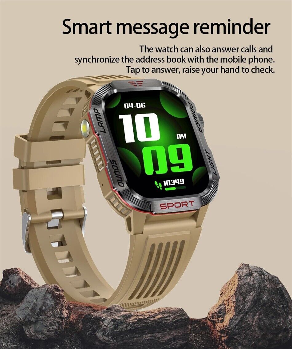 Military Rugged Smart Watch for Men with Bluetooth Call(Answer/Make Call) Gift