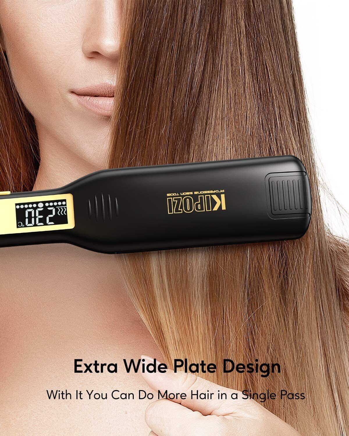 KIPOZI Pro 2 In1 Hair Straighteners Travel 230C Digital Display 30S Instant Heat