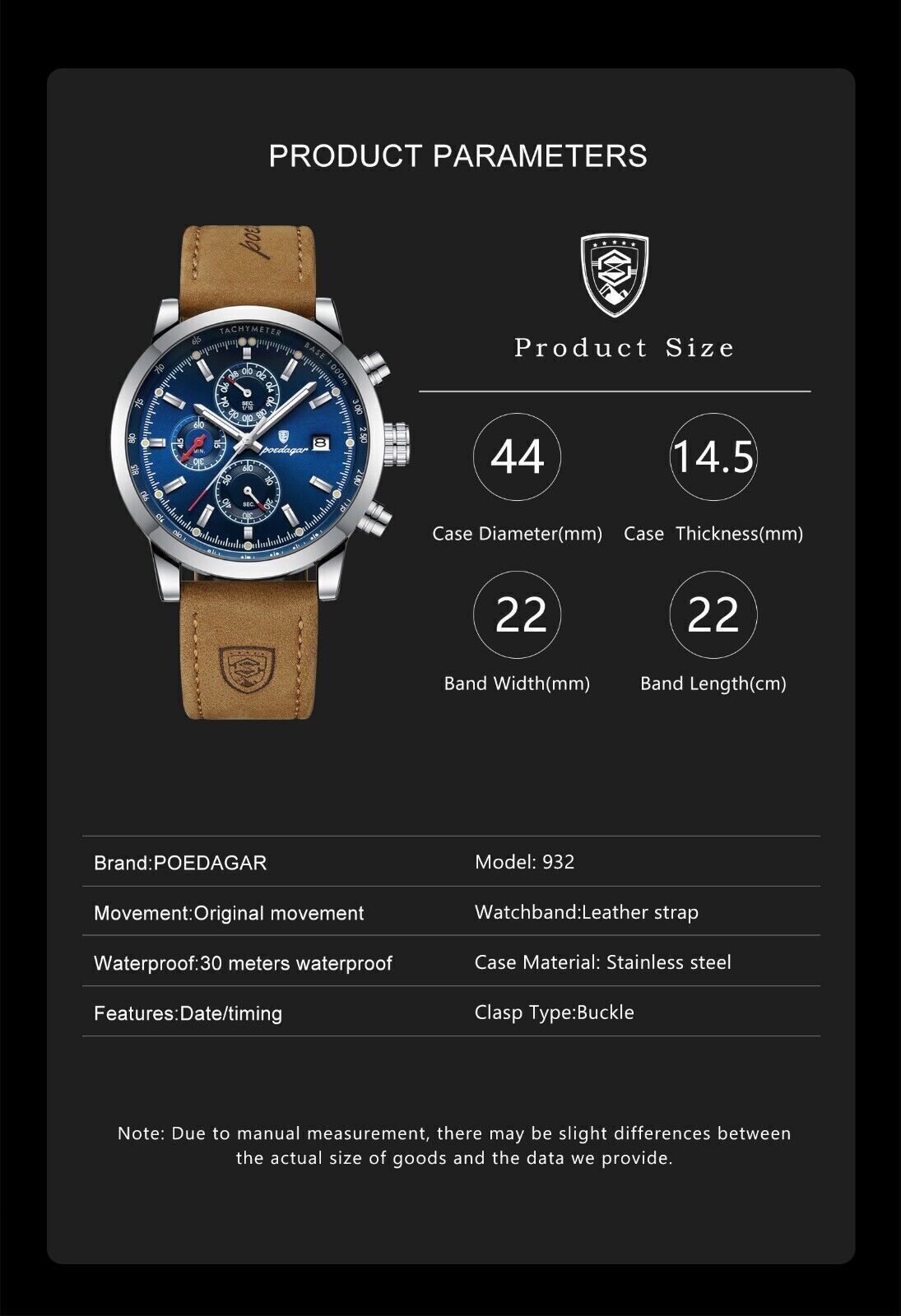 Mens Luxury Watch Waterproof Luminous Date Chronograph Leather Quartz Wristwatch