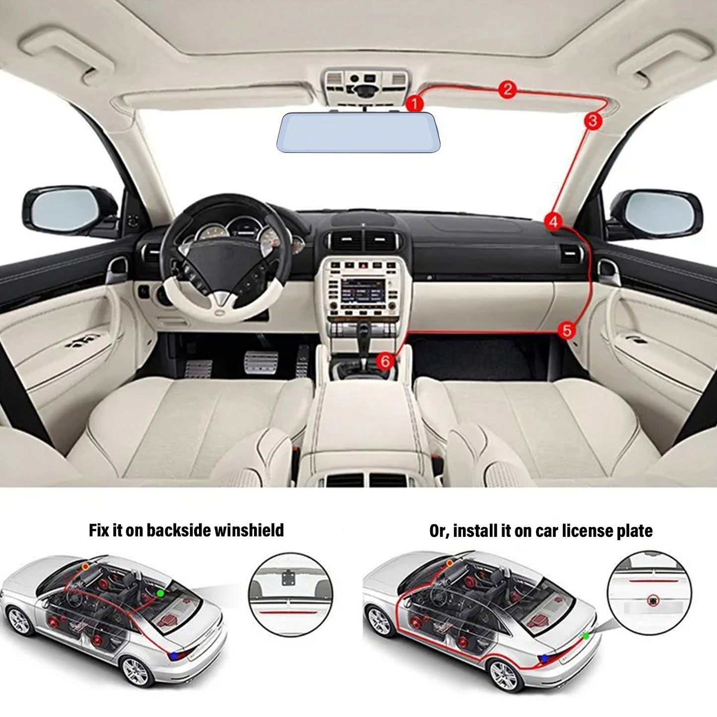 4" Dash Cam Pro Car Camera Recorder Dual Front and Rear HD 1080P Night + SD Card