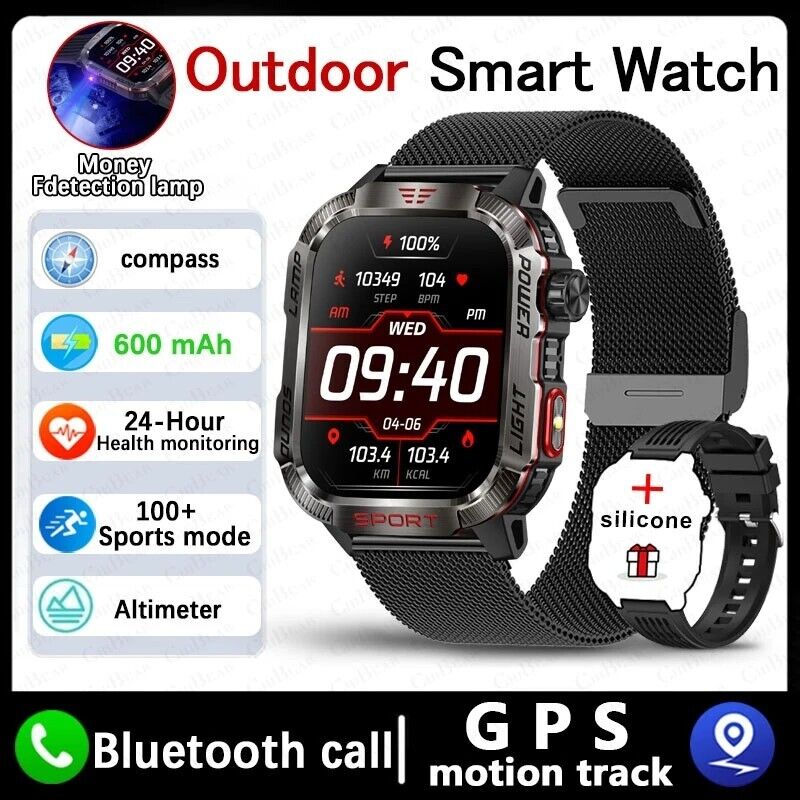 Military Rugged Smart Watch for Men with Bluetooth Call(Answer/Make Call) Gift