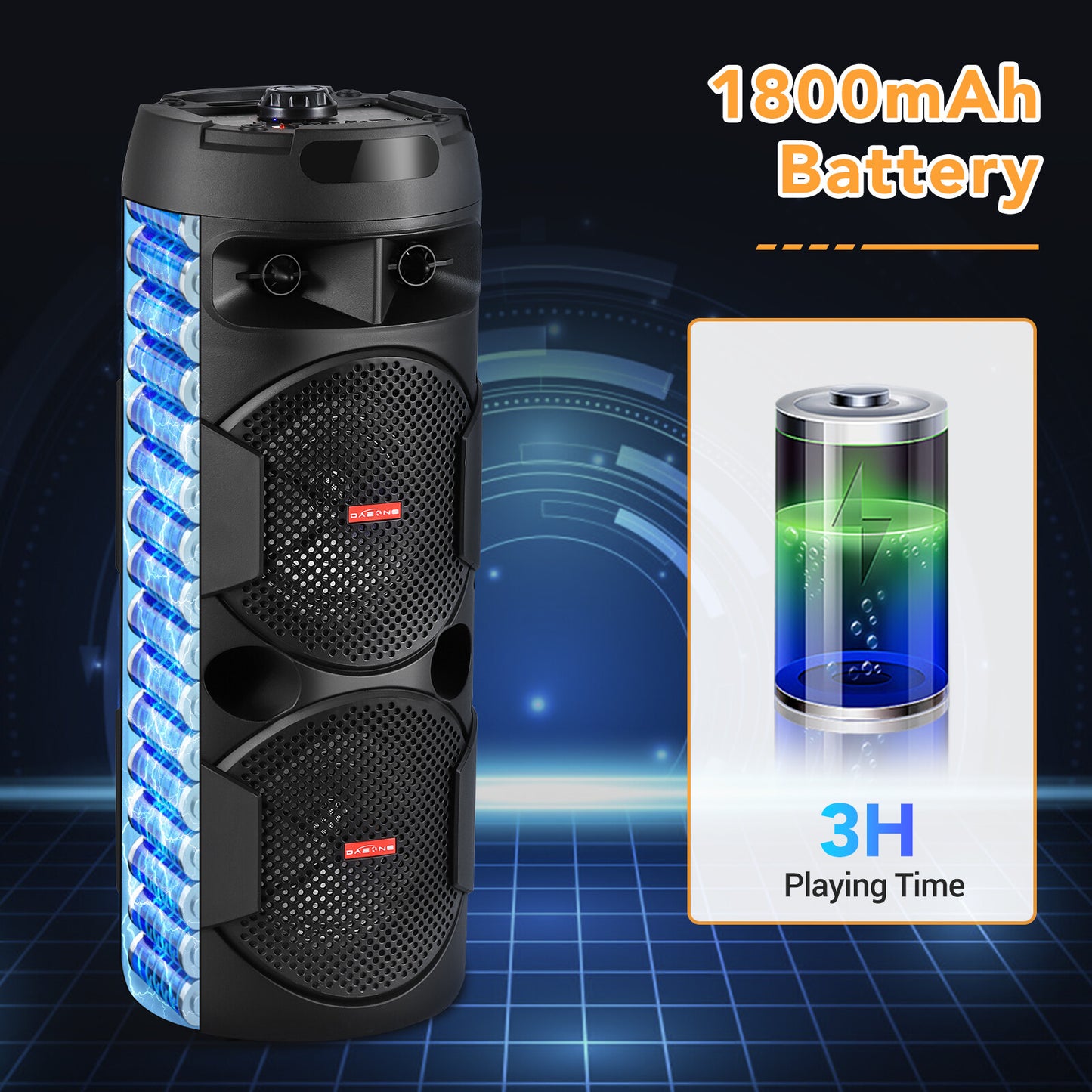 6000W Bluetooth Speaker Portable Dual Sub Woofer Heavy Bass Party DJ System Mic