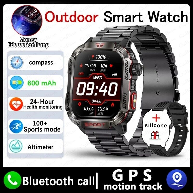Military Rugged Smart Watch for Men with Bluetooth Call(Answer/Make Call) Gift