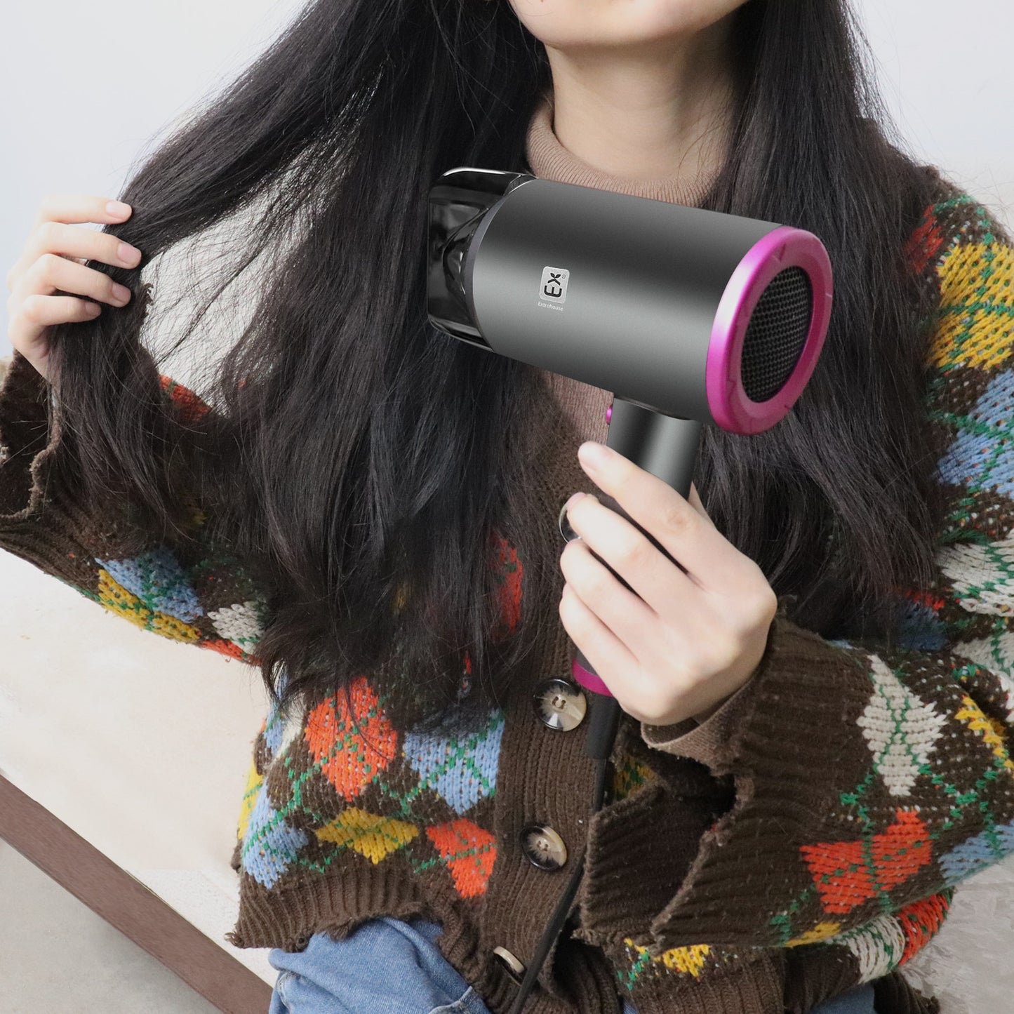 Professional Hair Dryer with Diffuser Household Fast Dry Electric Hairdryer UK