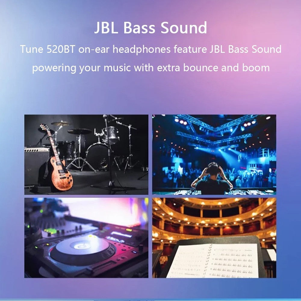JBL Tune 520BT Wireless Bluetooth Headphones On Ear with Microphone - 3 Colours