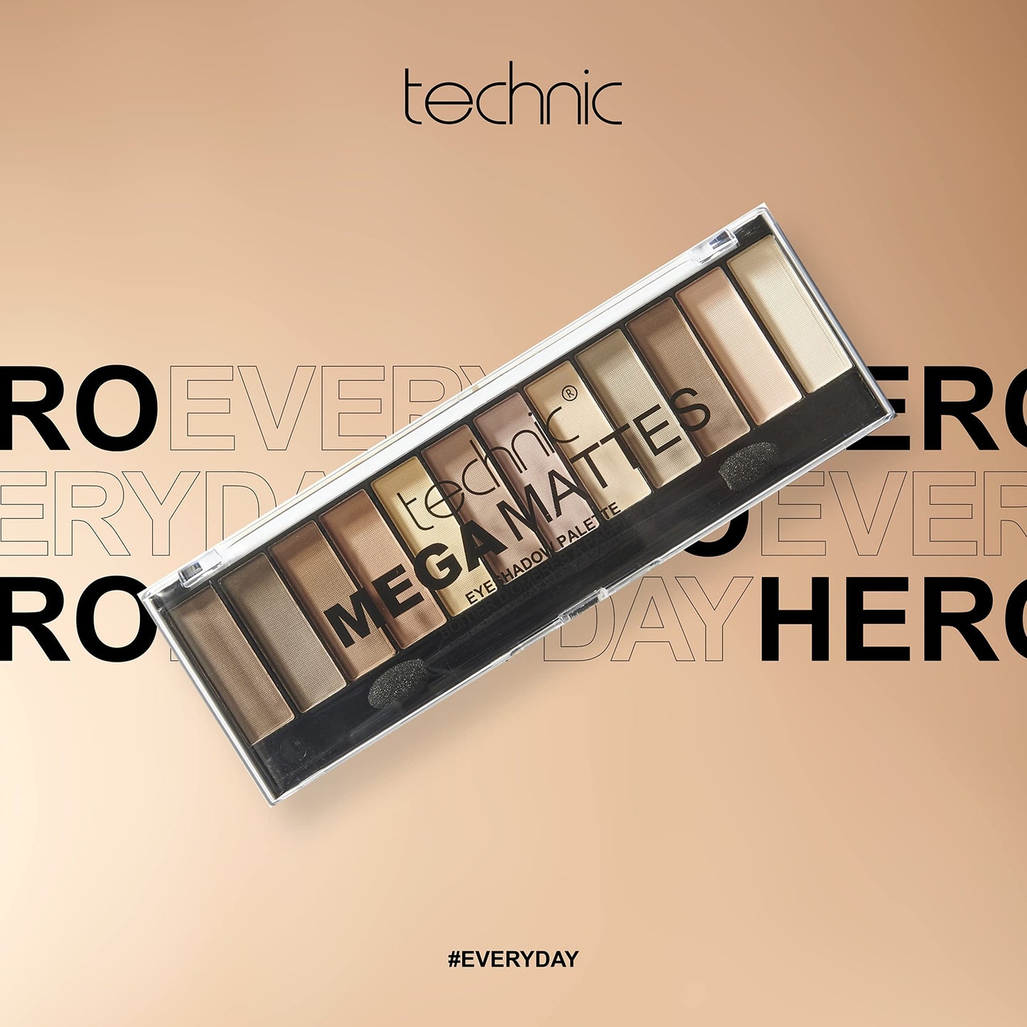 Technic Mega Mattes Nude Eyeshadow Palette - 12 Pigmented, Professional, Long