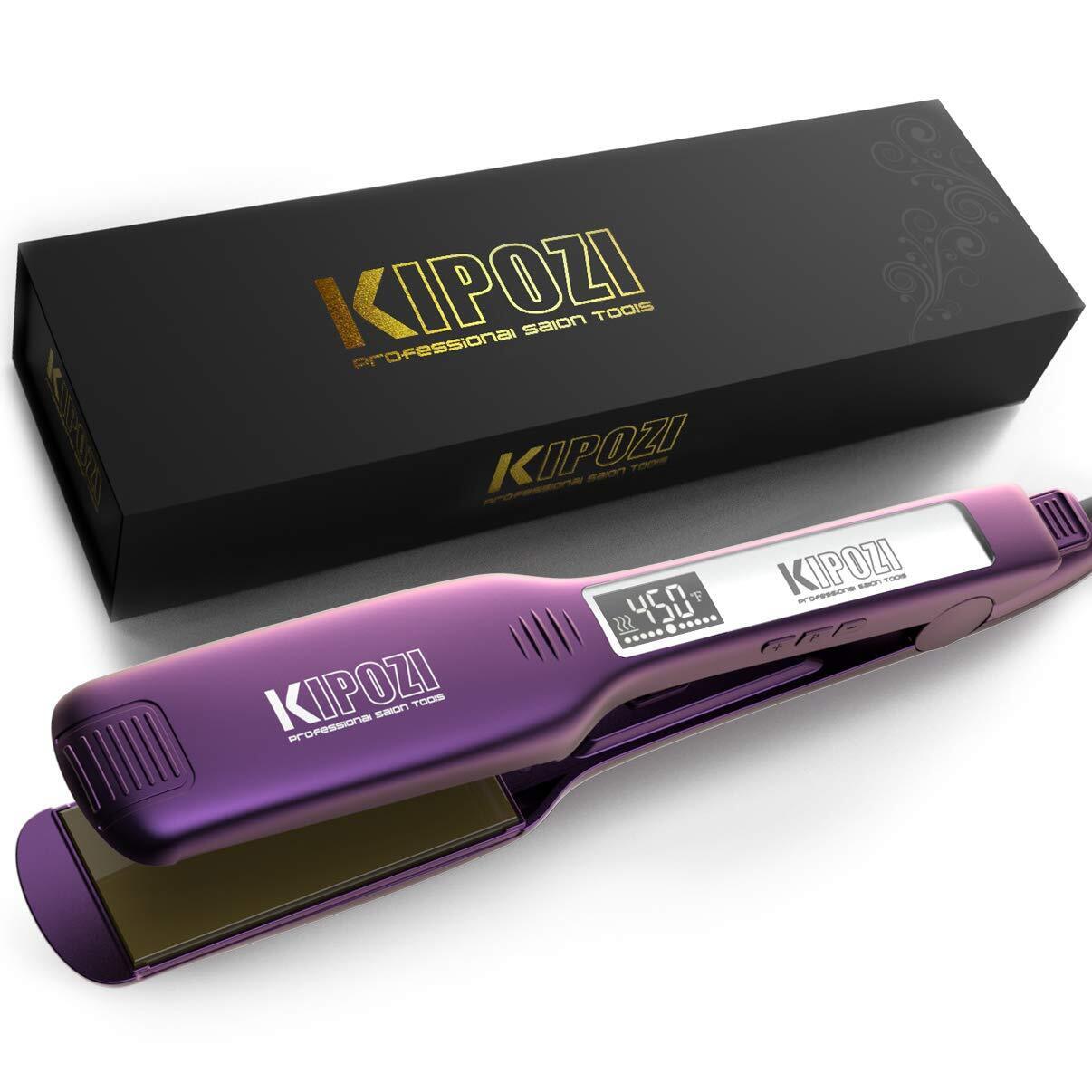 KIPOZI Pro 2 In1 Hair Straighteners Travel 230C Digital Display 30S Instant Heat