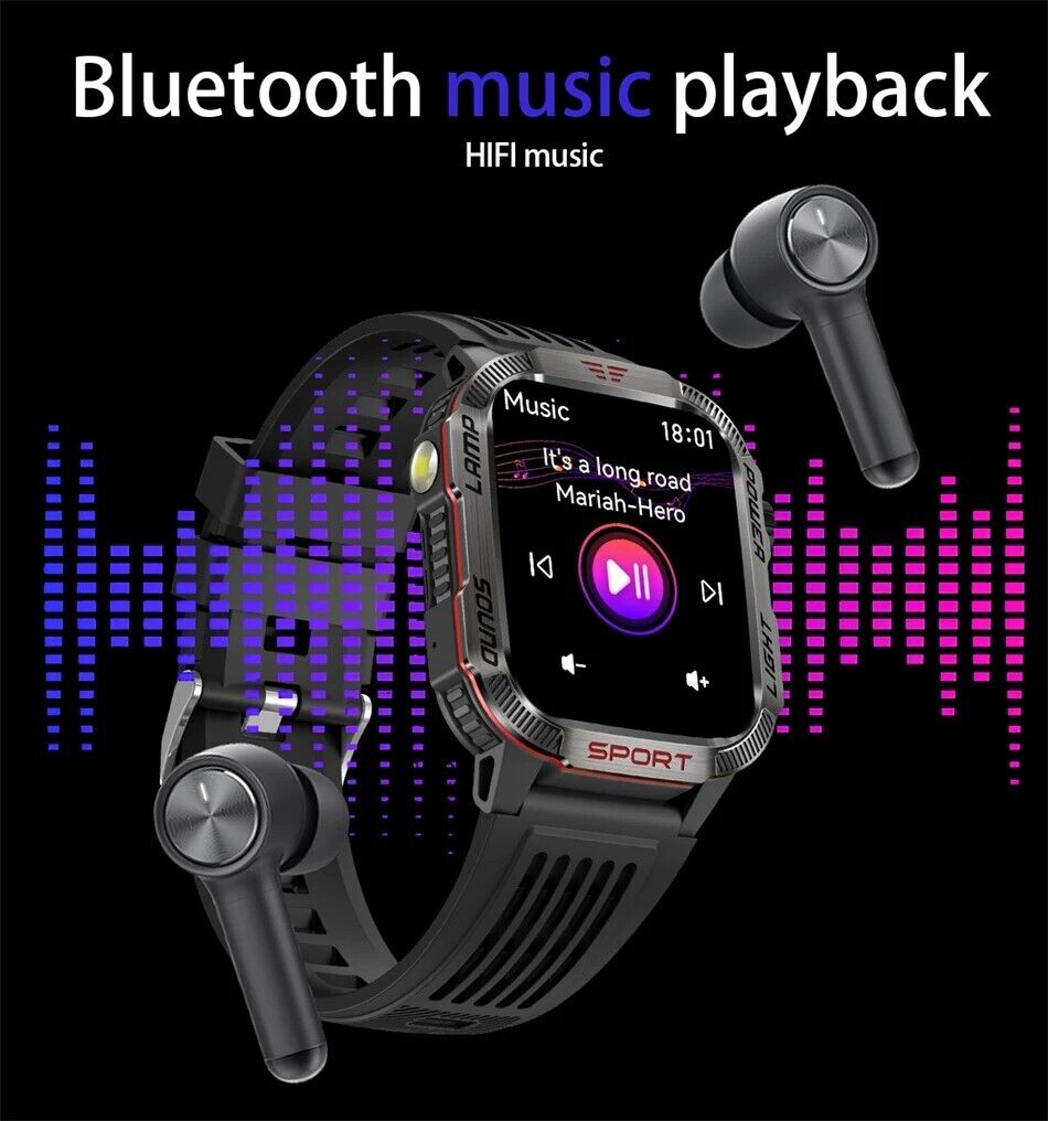 Military Rugged Smart Watch for Men with Bluetooth Call(Answer/Make Call) Gift