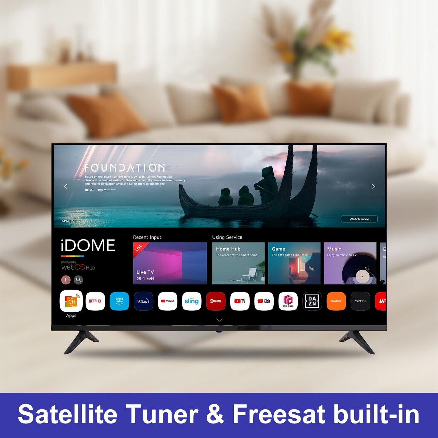 iDOME 32 Inch Smart WebOS TV WiFi Freeview HD Ready Frameless 2HDMI 2USB 220V UK